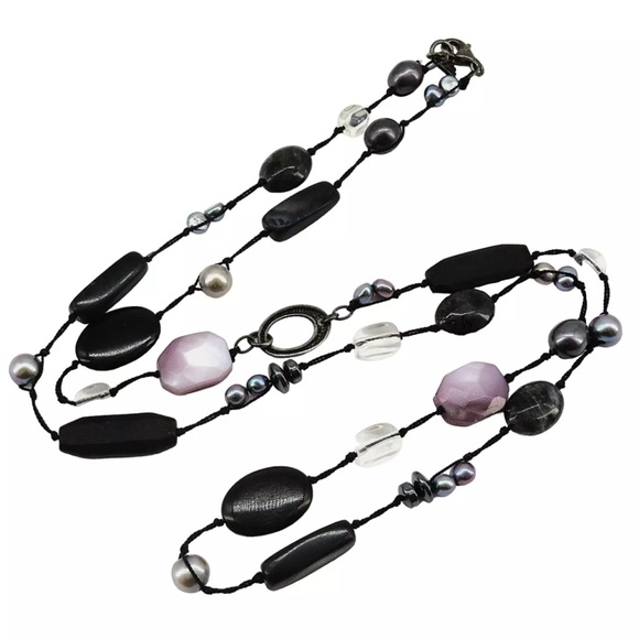 Silpada Jewelry - Silpada Vintage Sterling Silver Downtown 
Pearl Hematite Chalcedony Necklace